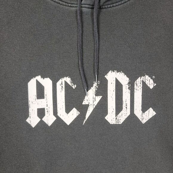 AC DC Hoodie Mens XL Gray Classic Logo Graphic Sweatshirt Fleece Rock Band Tour - Picture 2 of 13